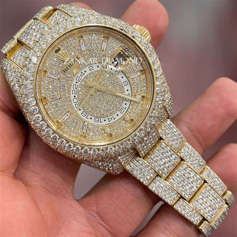 fake gold watch with diamonds